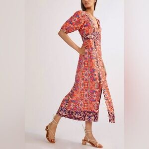 Anthropologie Floral Bohemian Maxi‎ Dress - Multicolor, Pockets, Lined Size 2